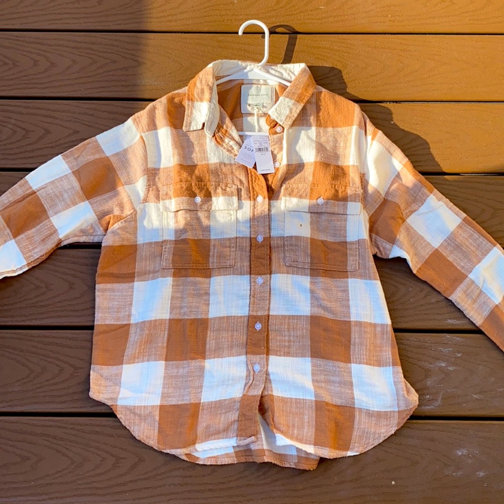 AMERICAN EAGLE brown beige and cream flannel
